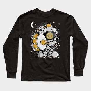 Astronaut Drummer Dogecoin DOGE Coin To The Moon Crypto Token Cryptocurrency Blockchain Wallet Birthday Gift For Men Women Kids Long Sleeve T-Shirt